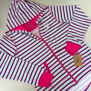 NIKE Girls Striped Zipper Hoodie (XL)